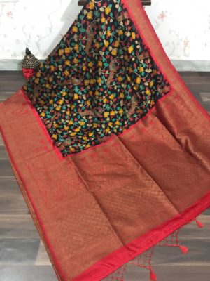Pure kalamkari banaras silk sarees with blouae (6)