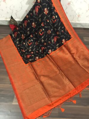 Pure kalamkari banaras silk sarees with blouae (7)