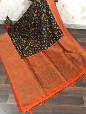 Pure kalamkari banaras silk sarees with blouae (8)