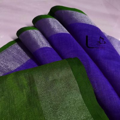 Pure linen sarees with contrast border and blouse (8)