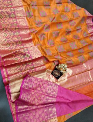 Pure maheshwari silk saree with ikkat border (2)