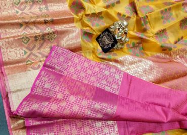 Pure maheshwari silk saree with ikkat border (4)