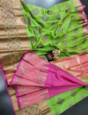 Pure maheshwari silk saree with ikkat border (6)