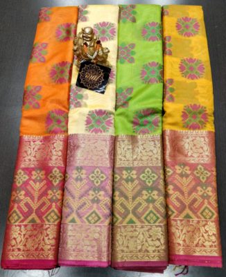 Pure maheshwari silk saree with ikkat border (8)