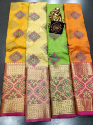 Pure maheshwari silk saree with ikkat border (9)