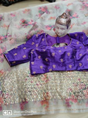 Pure organza sarees with sequence work with blouse (2)