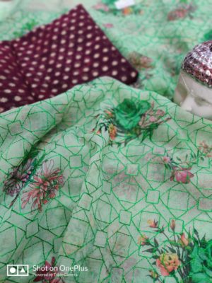 Thread work printed organza sarees (7)