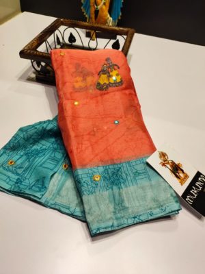 Zara silk sarees with cartoon design (1)