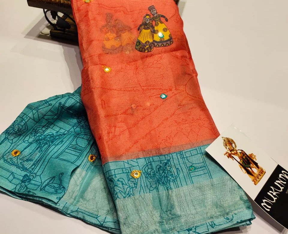 Zara silk sarees with cartoon design (1)