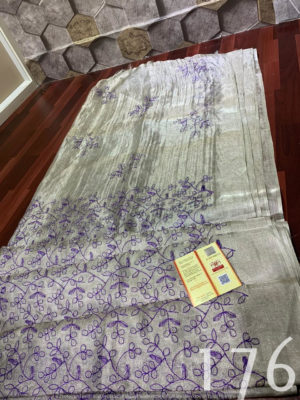pure tussar tissue embroidary saree with blouse (3)