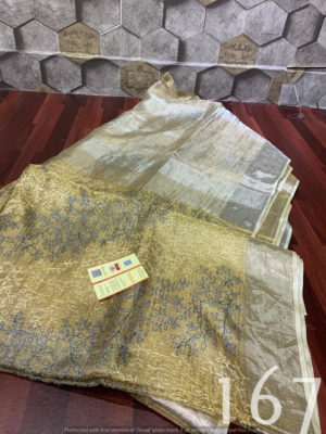 pure tussar tissue embroidary saree with blouse (6)