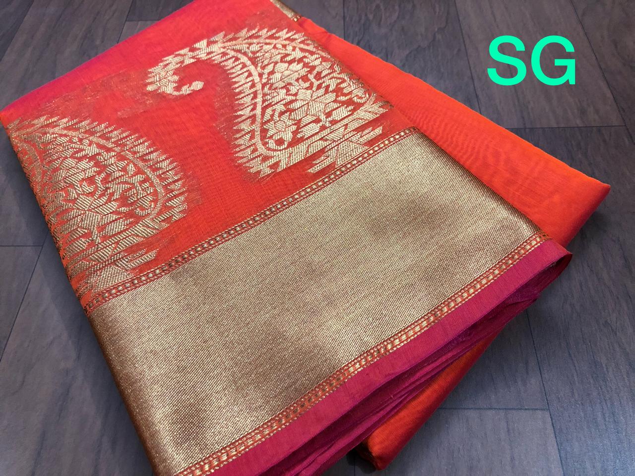 Banaras Silk Blend Saree With Kanchi Border Siri Designers