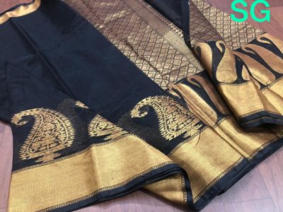 Banaras silk blend saree with kanchi border (4)