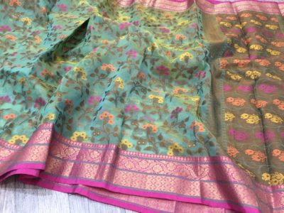 Banarasi kora silk sarees with kanchi border (11)