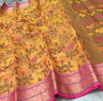 Banarasi kora silk sarees with kanchi border (12)