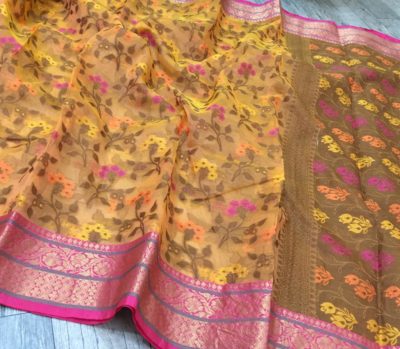 Banarasi kora silk sarees with kanchi border (4)