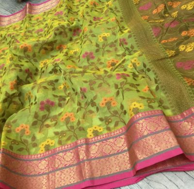 Banarasi kora silk sarees with kanchi border (8)
