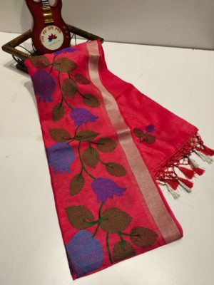 Beautiful linen sarees with kantha work. (7)