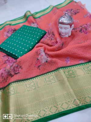 Beautiful pure organza floral sarees with blouse (2)