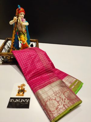 Chanderi checks sarees with contrast border (1)