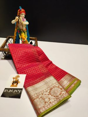 Chanderi checks sarees with contrast border (4)