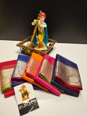 Chanderi checks sarees with contrast border (6)