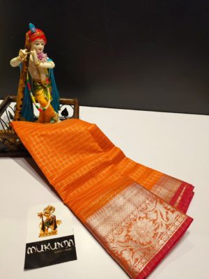 Chanderi checks sarees with contrast border (9)