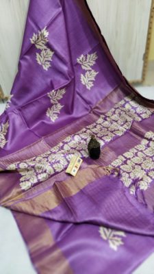 Desi tussar block printed sarees with blouse (10)