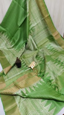 Desi tussar block printed sarees with blouse (17)
