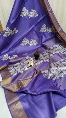 Desi tussar block printed sarees with blouse (4)