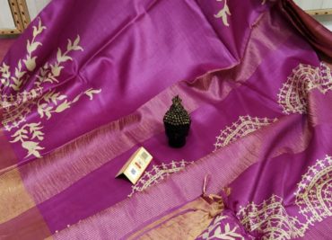 Desi tussar block printed sarees with blouse (8)