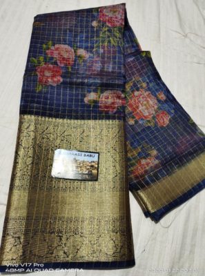 Digital printed kora sarees with blouse (11)