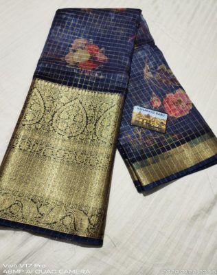 Digital printed kora sarees with blouse (12)