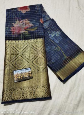 Digital printed kora sarees with blouse (13)