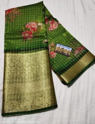 Digital printed kora sarees with blouse (14)