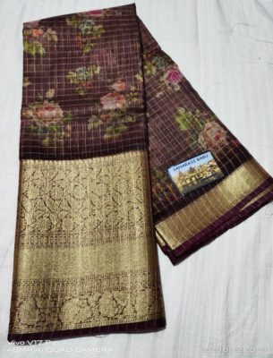 Digital printed kora sarees with blouse (15)