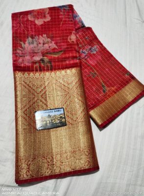 Digital printed kora sarees with blouse (17)