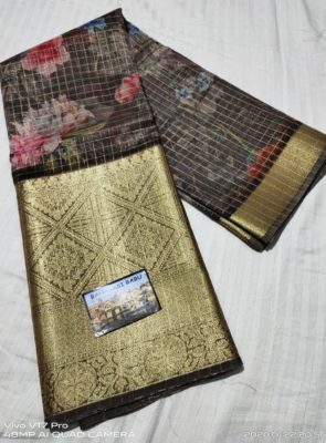 Digital printed kora sarees with blouse (18)