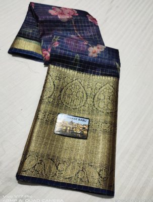 Digital printed kora sarees with blouse (3)