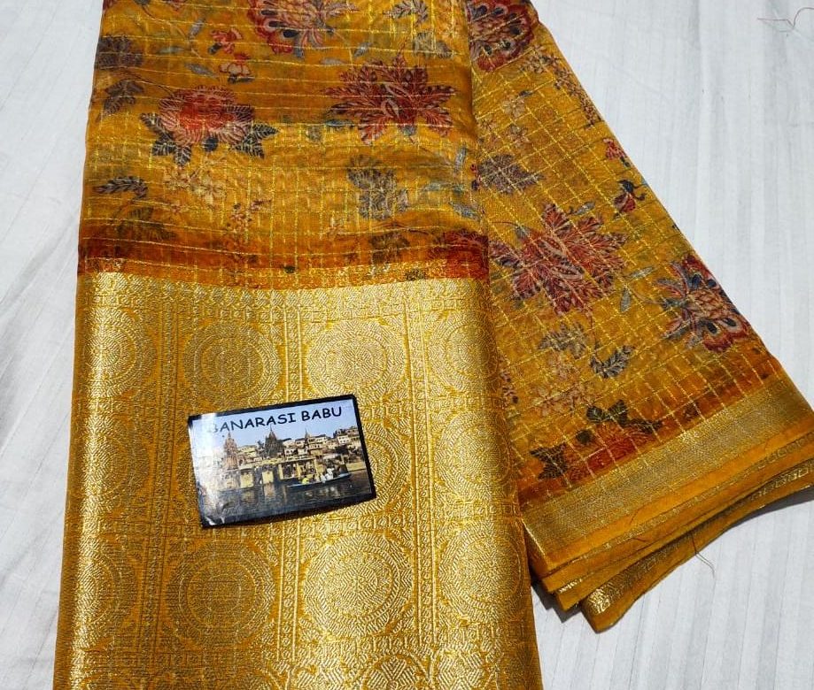 Digital printed kora sarees with blouse (5)