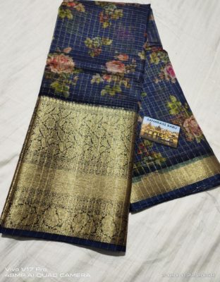 Digital printed kora sarees with blouse (8)