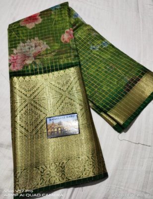 Digital printed kora sarees with blouse (9)