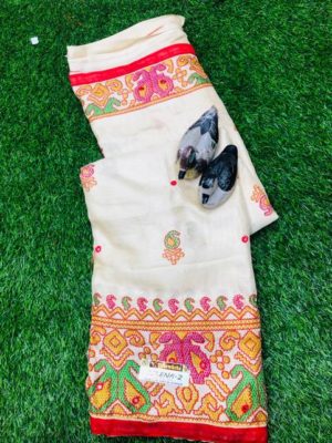 Exclusive soft jute with kantha print sarees (5)