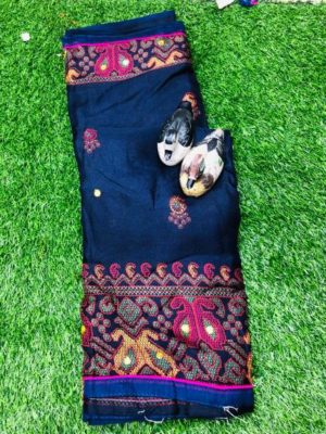 Exclusive soft jute with kantha print sarees (6)