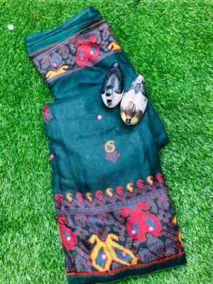 Exclusive soft jute with kantha print sarees (7)