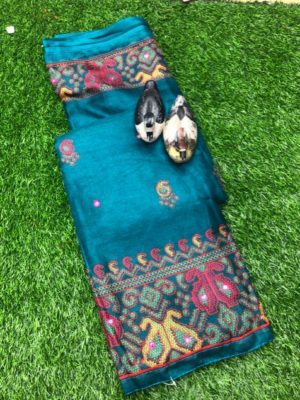 Exclusive soft jute with kantha print sarees (8)
