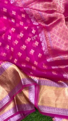 Fancy shades of organza sarees with blouse. (10)