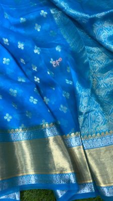 Fancy shades of organza sarees with blouse. (12)