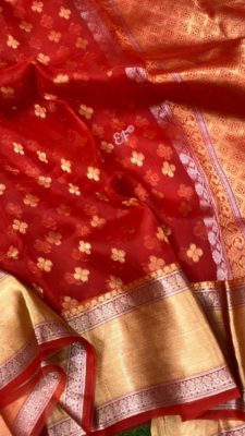 Fancy shades of organza sarees with blouse. (15)