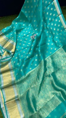 Fancy shades of organza sarees with blouse. (24)